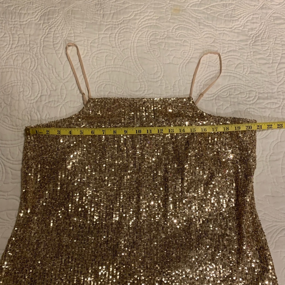 Ann Taylor Ethereal Gold Sequence Tank Cami Size Large - Picture 9 of 11